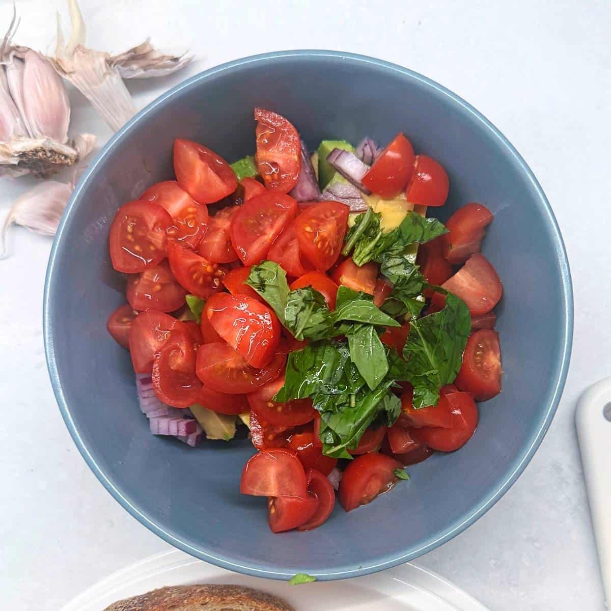 salsa with avocado and cherry tomatoes.