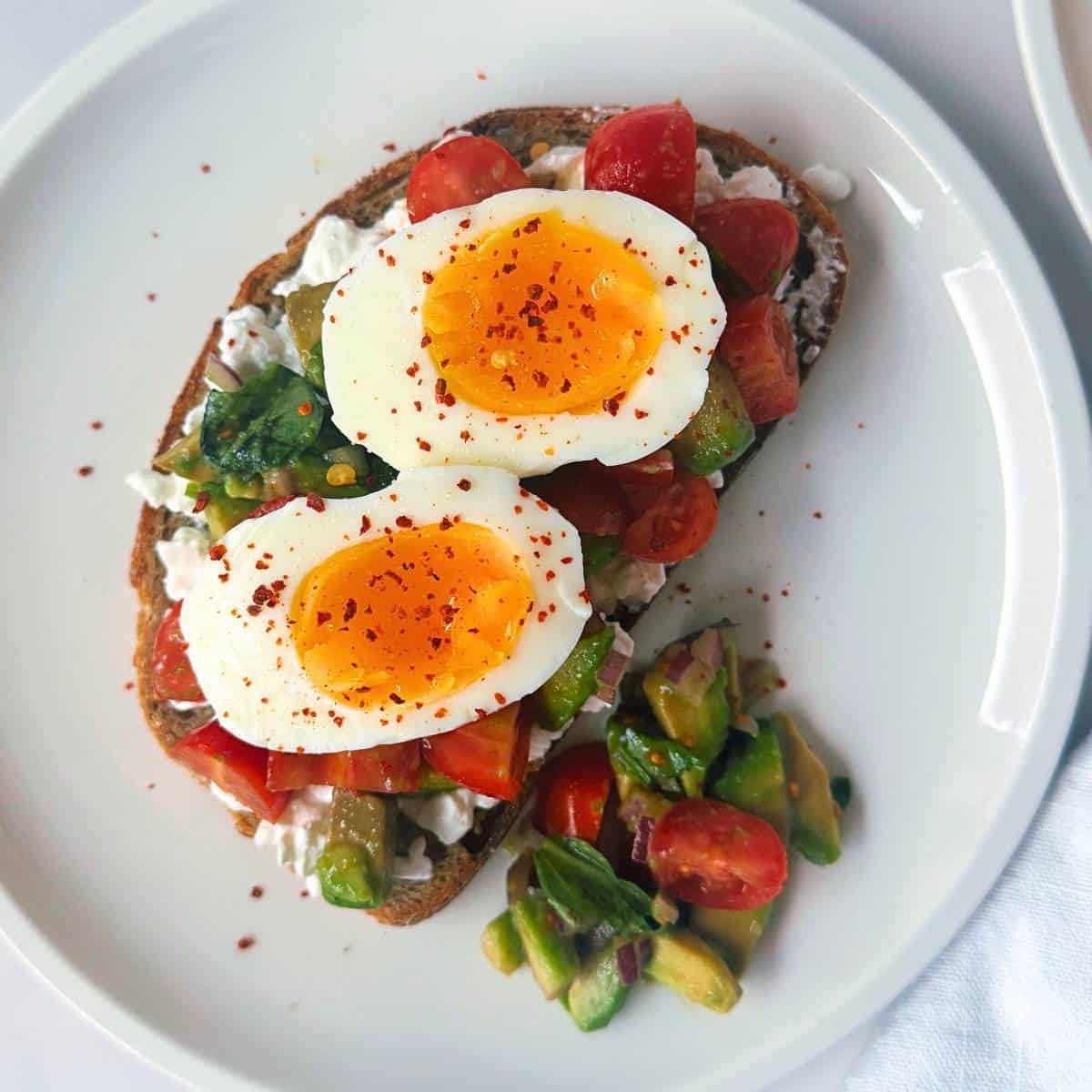 assambled toast on a plate.