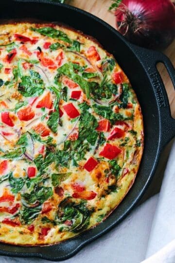 frittata in a cast iron sillet.